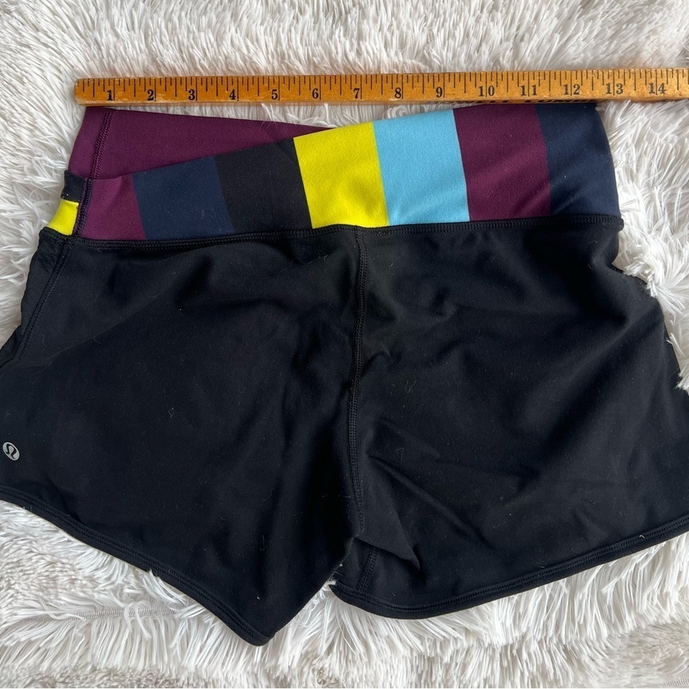 lululemon athletica Black Athletic Shorts with Colorful Waistband - Picture 5 of 7